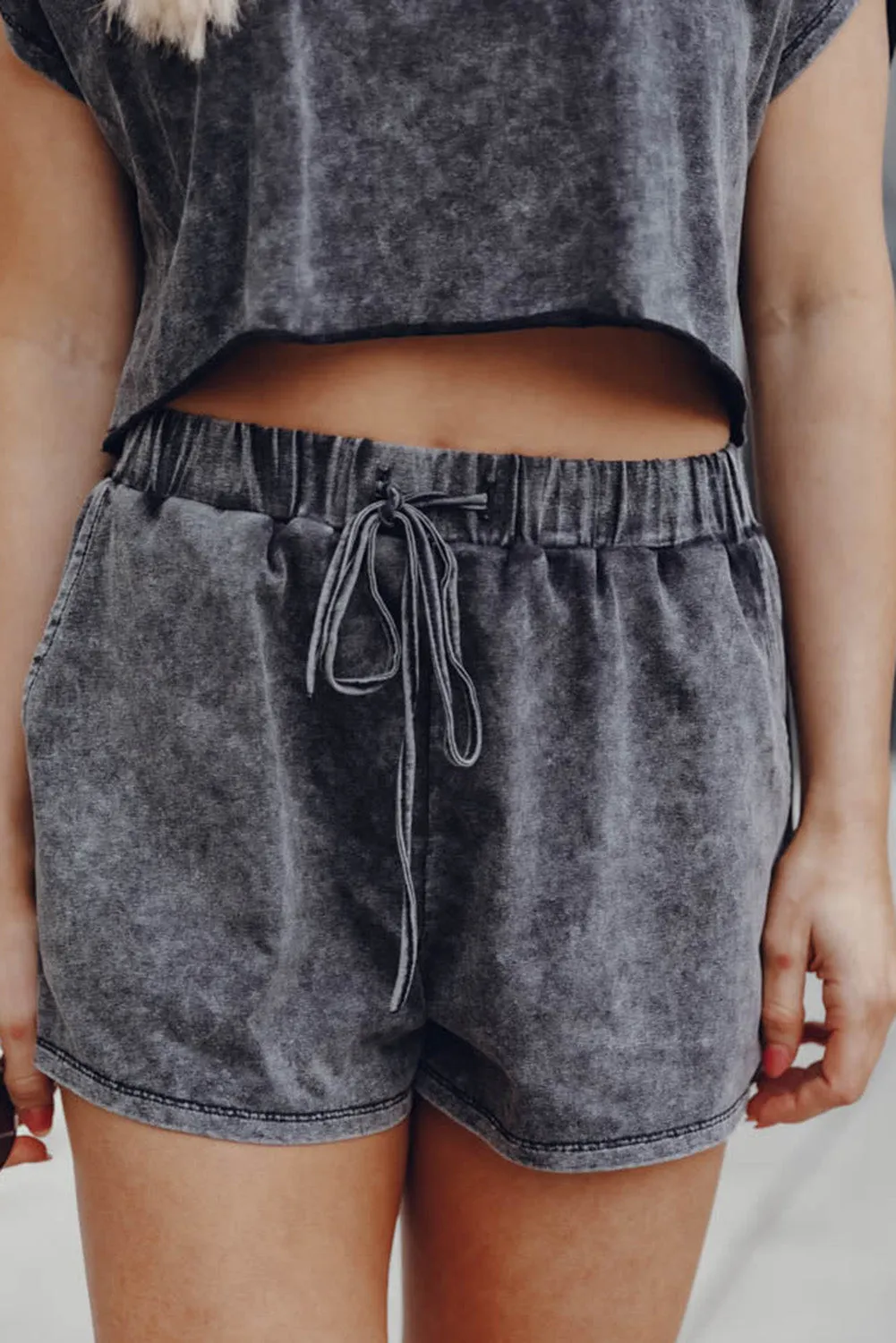 Acid Washed Short Lounge Set