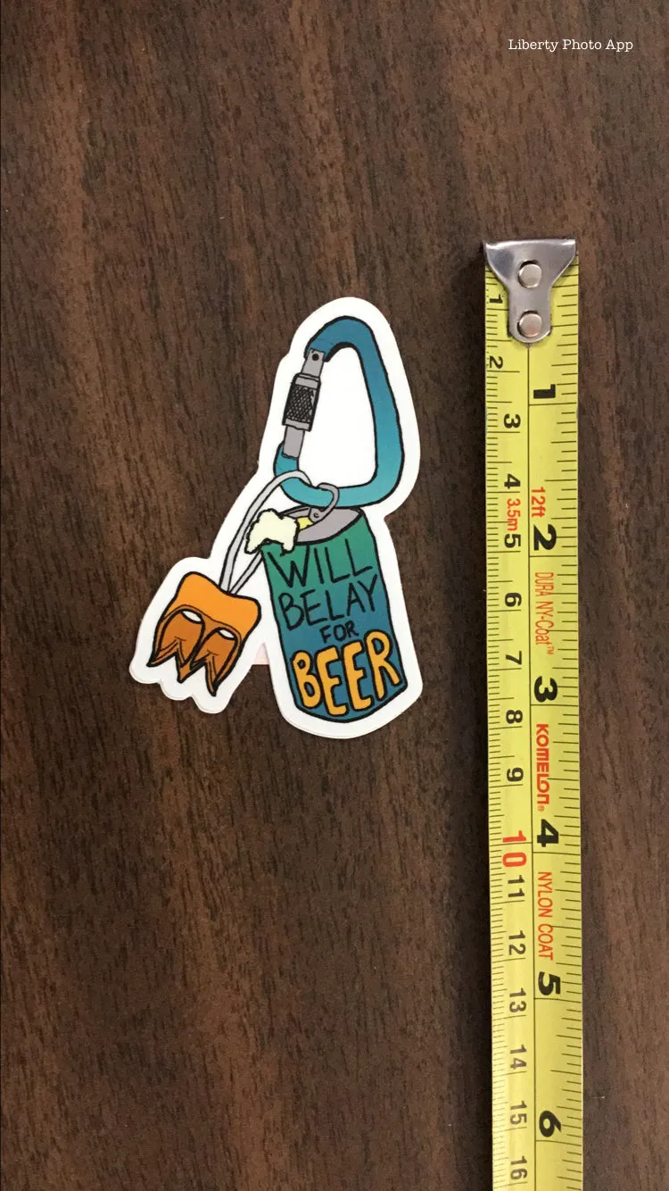 Always the Adventure 'Will Belay for Beer' Sticker