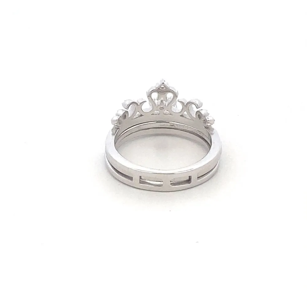 Anita Brilliant Cut 925 Sterling Silver Engagement Crown Ring Set