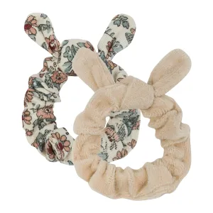 Antebies Winter Flowers Rib Beige Velvet Hair Tie