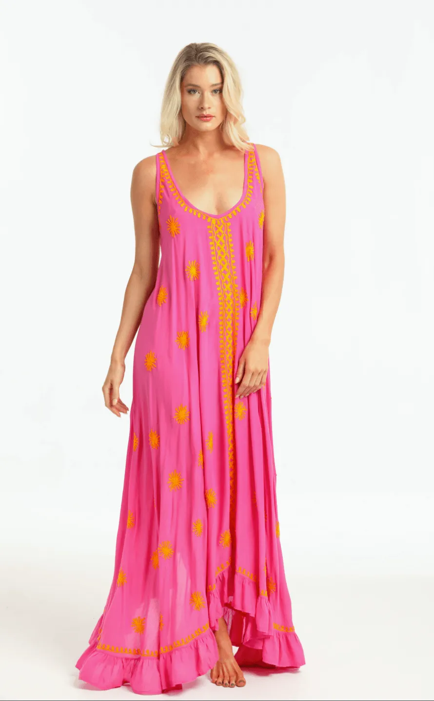 Beatrice Maxi Dress in Raspberry