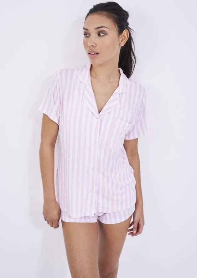 Bedshort Set - Pale Pink Stripe