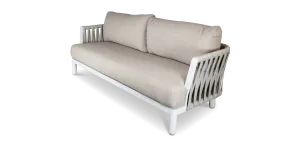 Bermuda 3 Seater with Sahara Sand Olefin Rope, Stone Olefin Cushions and Aluminium Frame