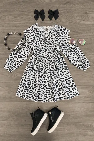 Black & White Cheetah Ruffle Dress