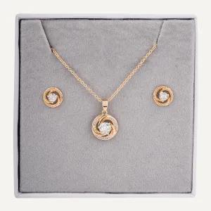 Boxed Cubic Zirconia Jewellery Set In Gold-Tone