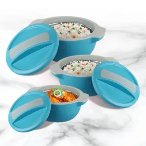 Cello Petra Insulated Hotpot Pack of 3 Thermoware Casserole Set (500 ml, 1000 ml, 1500 ml)