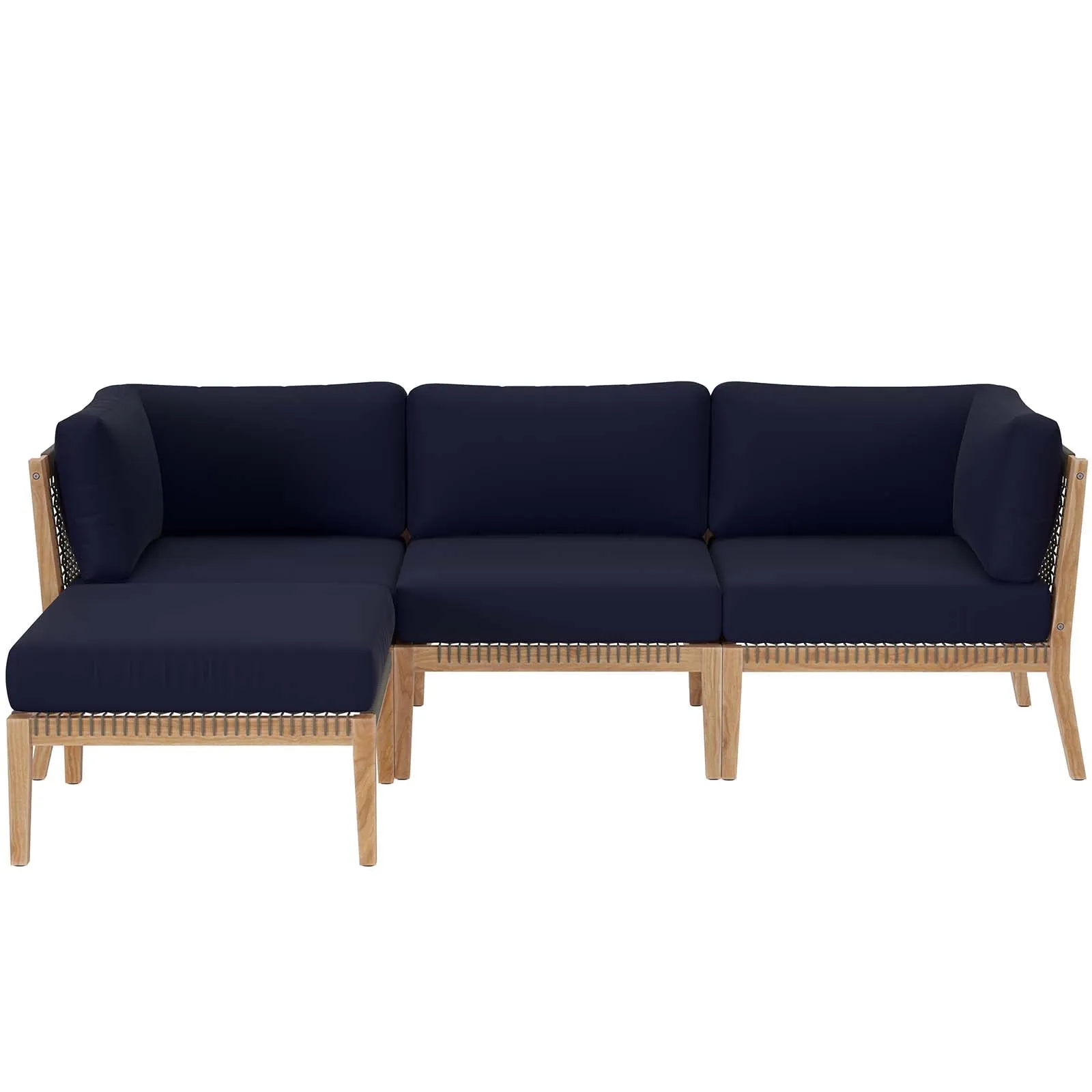 Clearwater Outdoor Patio Teak Wood 4-Piece Sectional Sofa by Modway