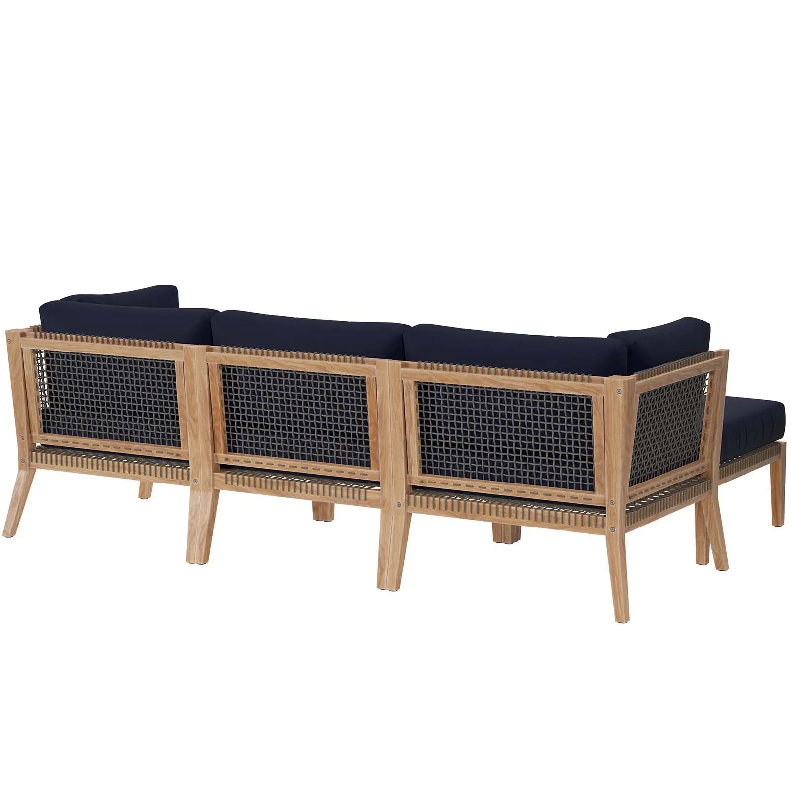 Clearwater Outdoor Patio Teak Wood 4-Piece Sectional Sofa by Modway