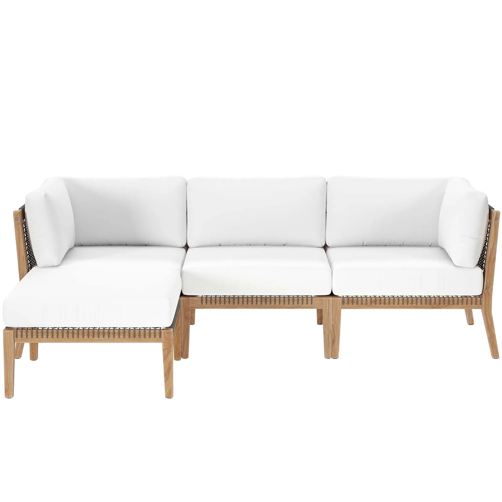 Clearwater Outdoor Patio Teak Wood 4-Piece Sectional Sofa by Modway