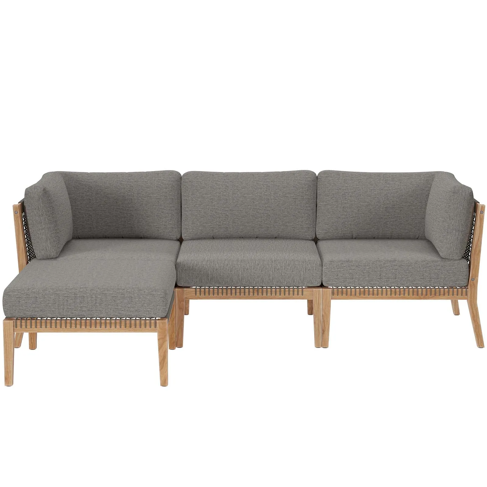 Clearwater Outdoor Patio Teak Wood 4-Piece Sectional Sofa by Modway