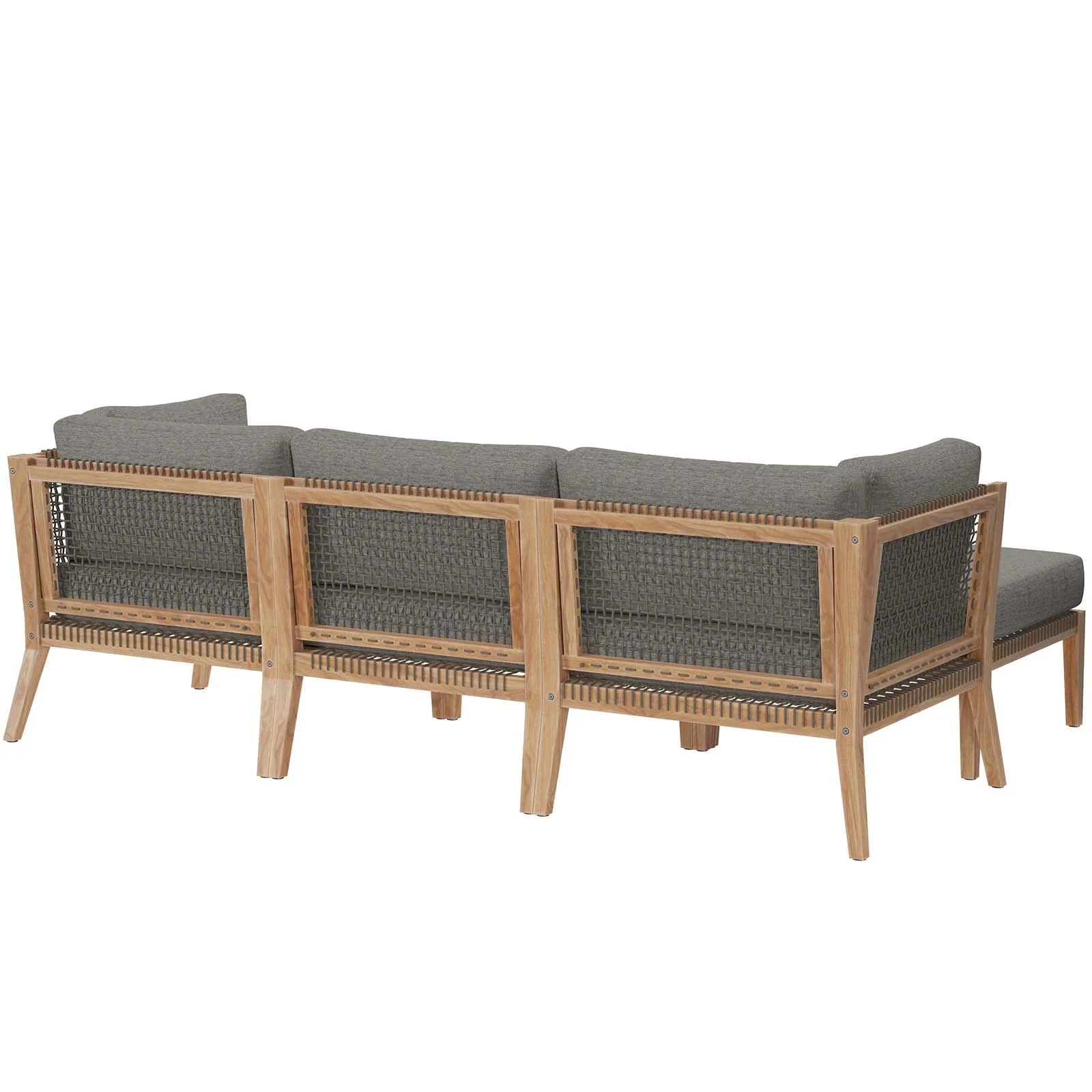 Clearwater Outdoor Patio Teak Wood 4-Piece Sectional Sofa by Modway