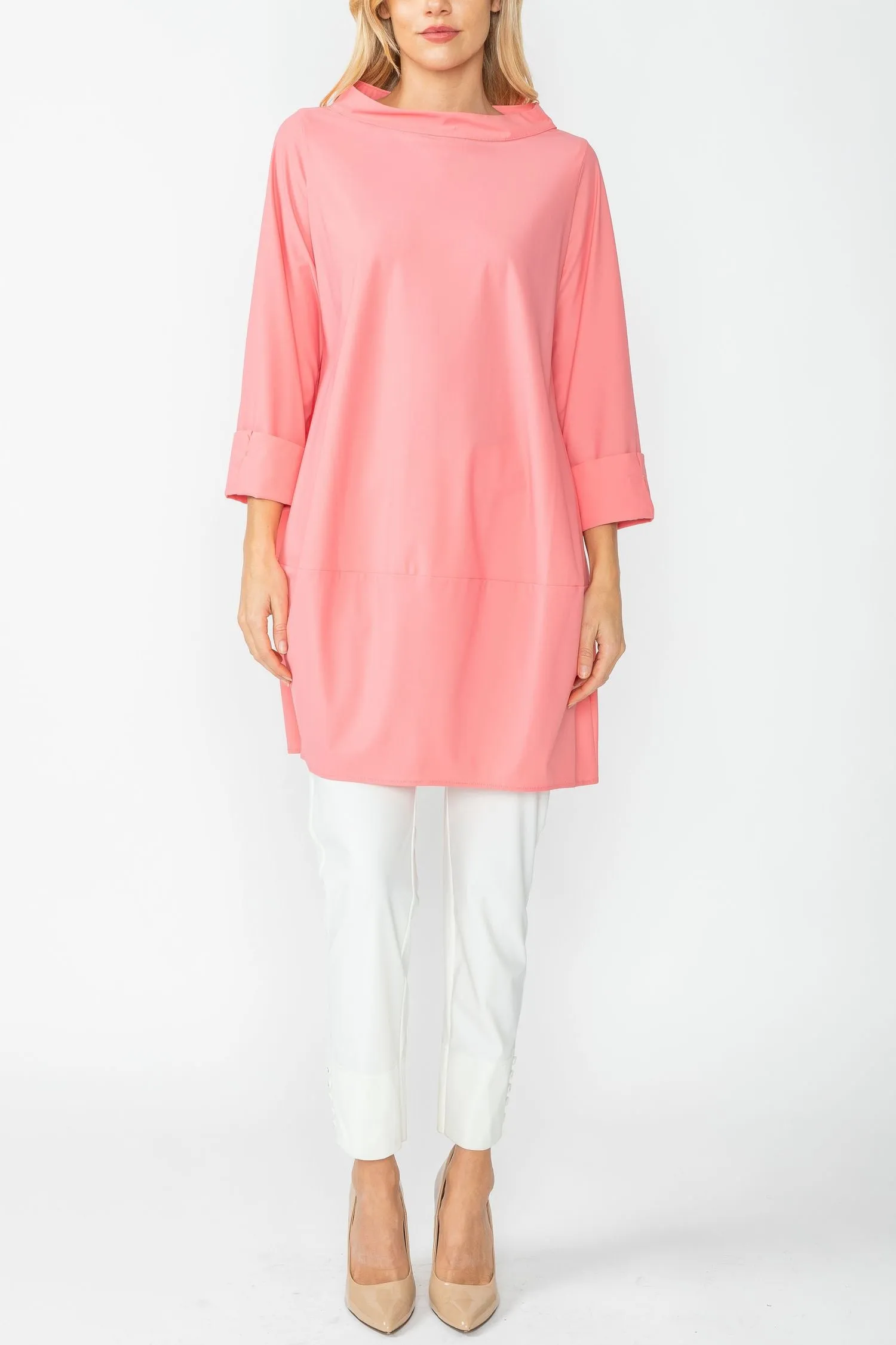 Coral Boat Neck Stand Collar Balloon Top