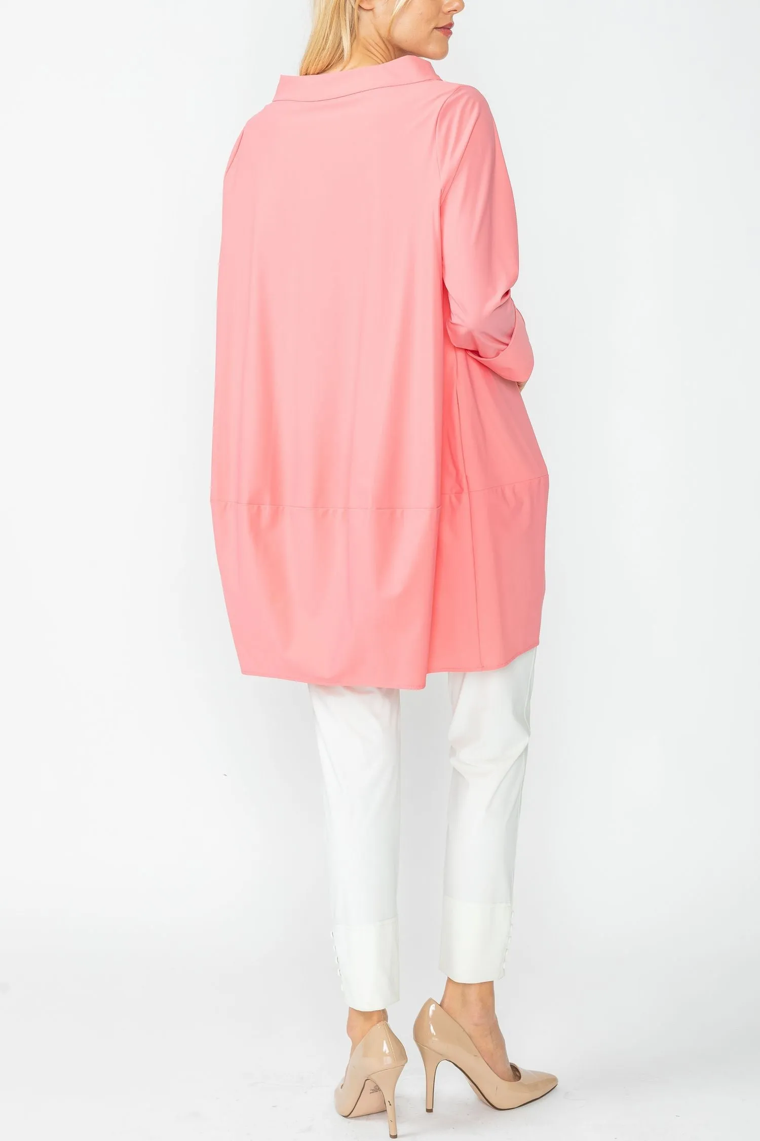 Coral Boat Neck Stand Collar Balloon Top