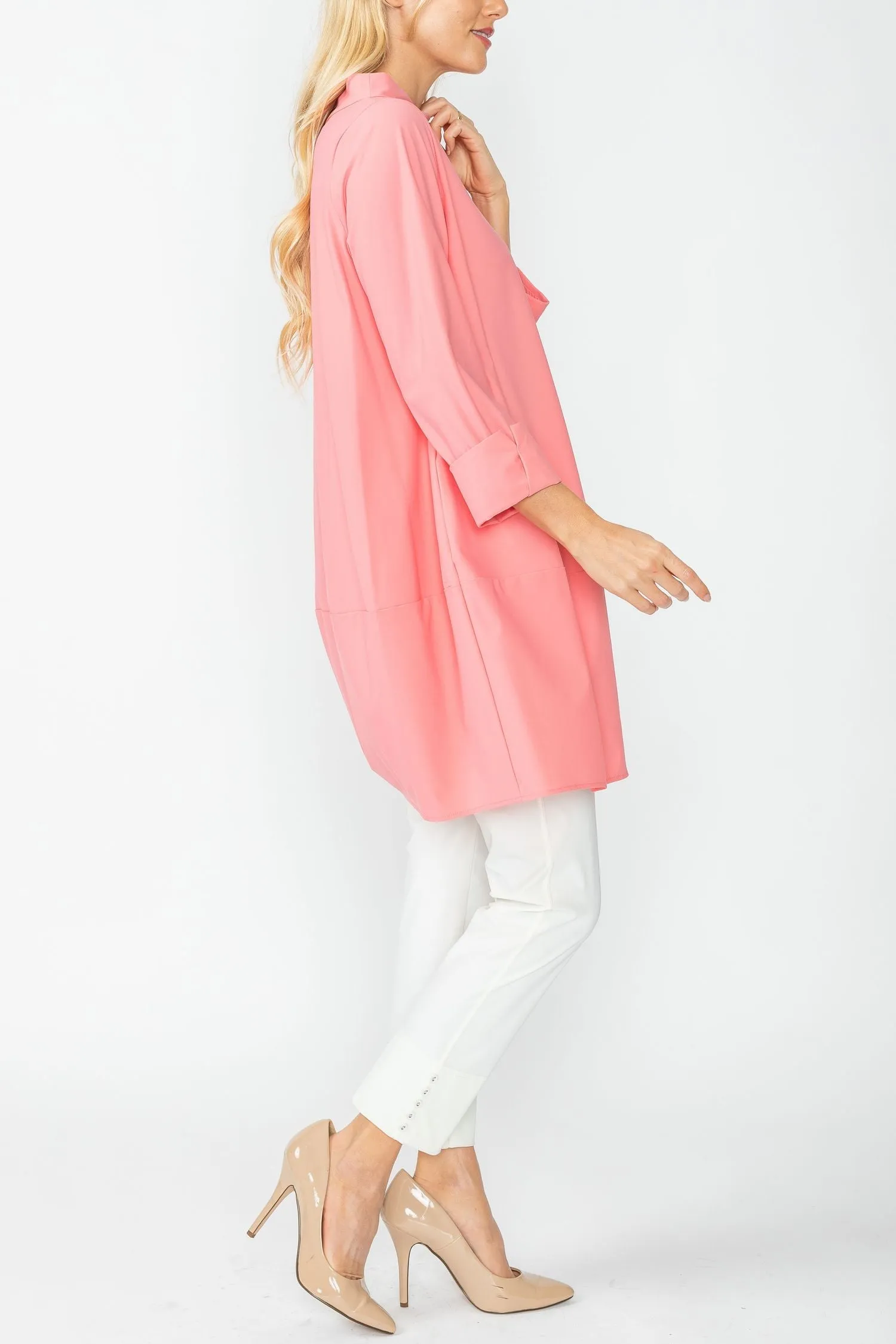 Coral Boat Neck Stand Collar Balloon Top