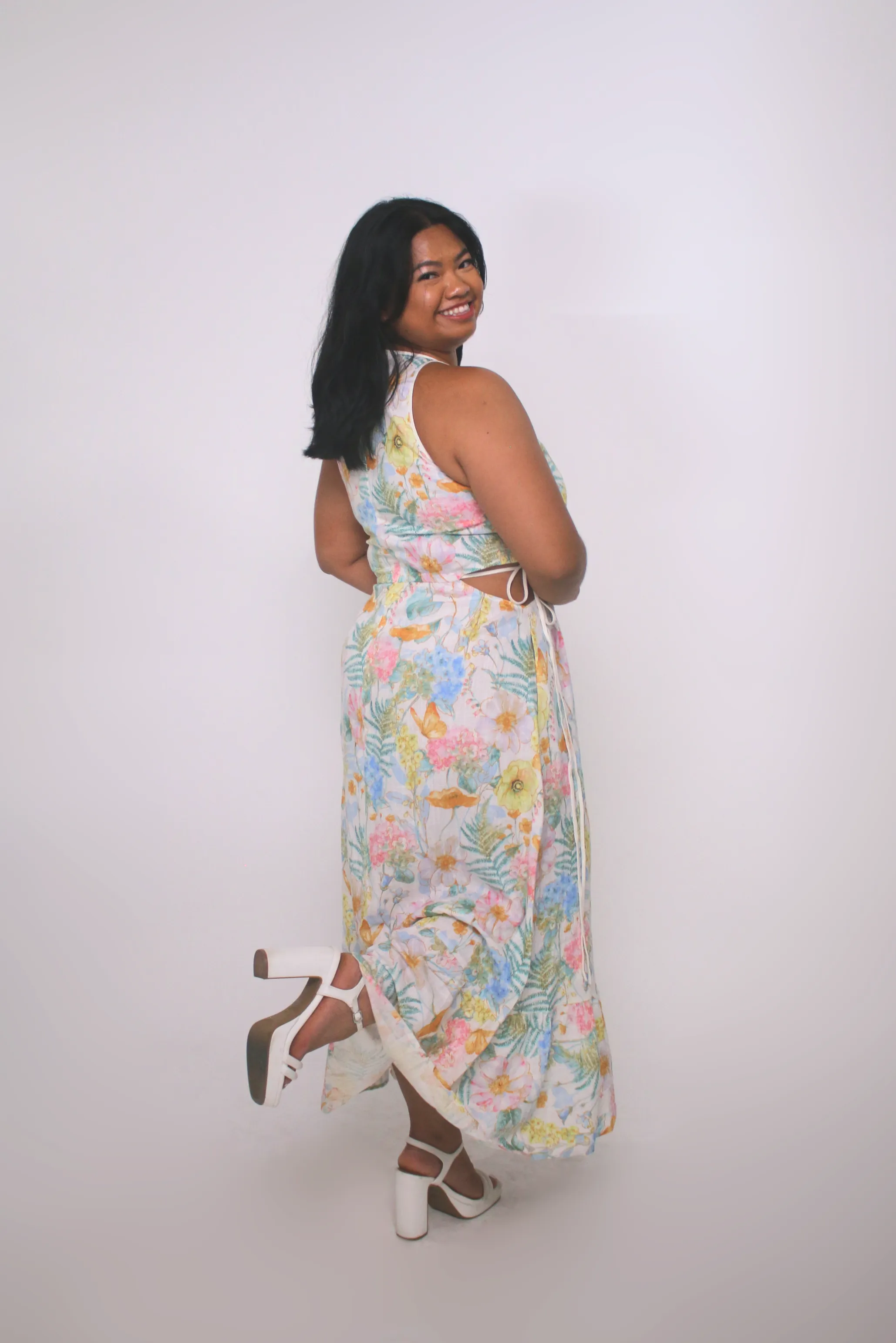 Dehlia 100% Linen Maxi Dress with Cutouts