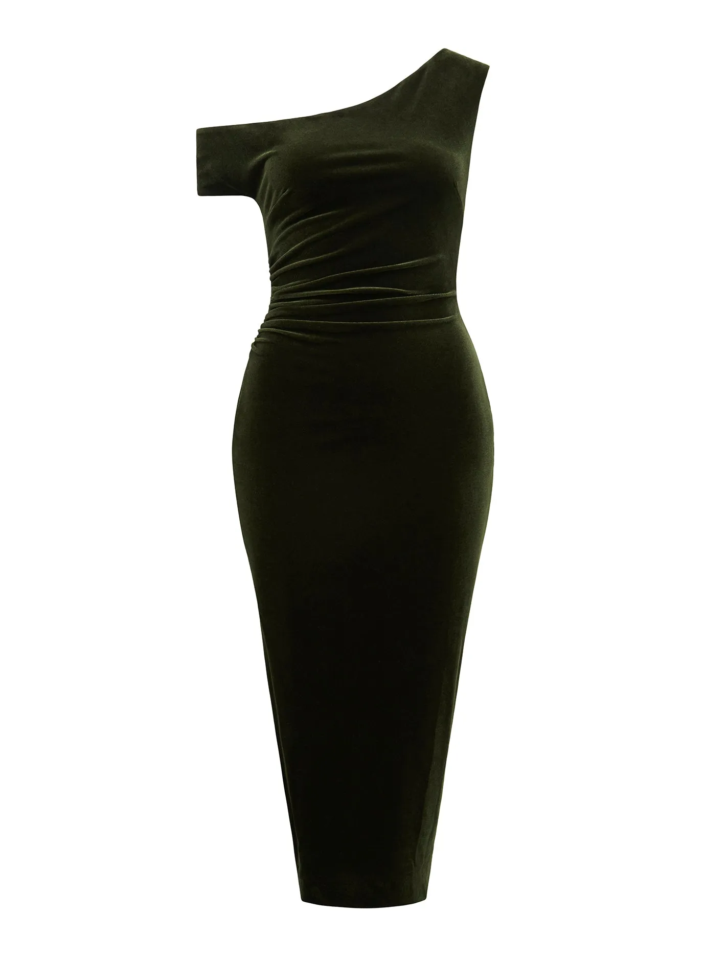 Demi Petite Tipped Shoulder Velvet Bodycon Dress