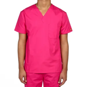 Dickies Unisex V-Neck One Pocket Scrub Top - Hot Pink