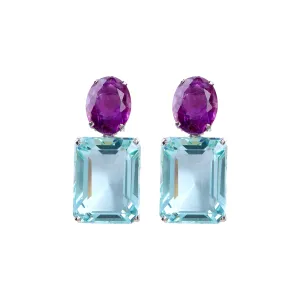 Earrings - Amethyst and Aquamarine Quartz