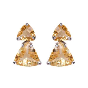 Earrings - Double Citrine Drops