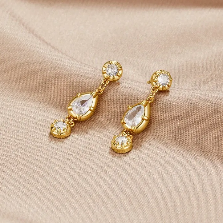 Elsa White Crystal Drop Earrings