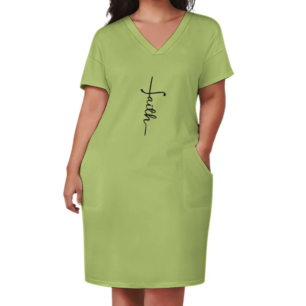 Faith Green Loose pocket Christian dress