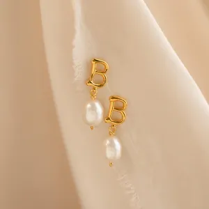 Initial Pearl Drop Studs