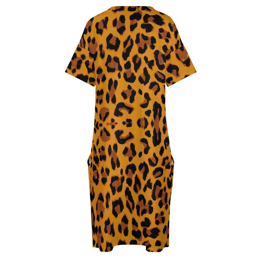 Leopard Print Loose pocket dress