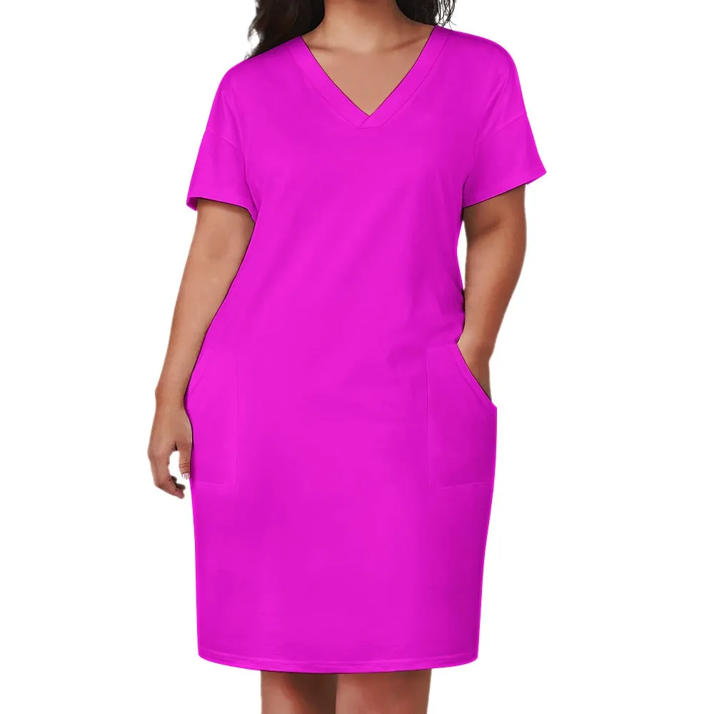 Magenta  Loose pocket dress