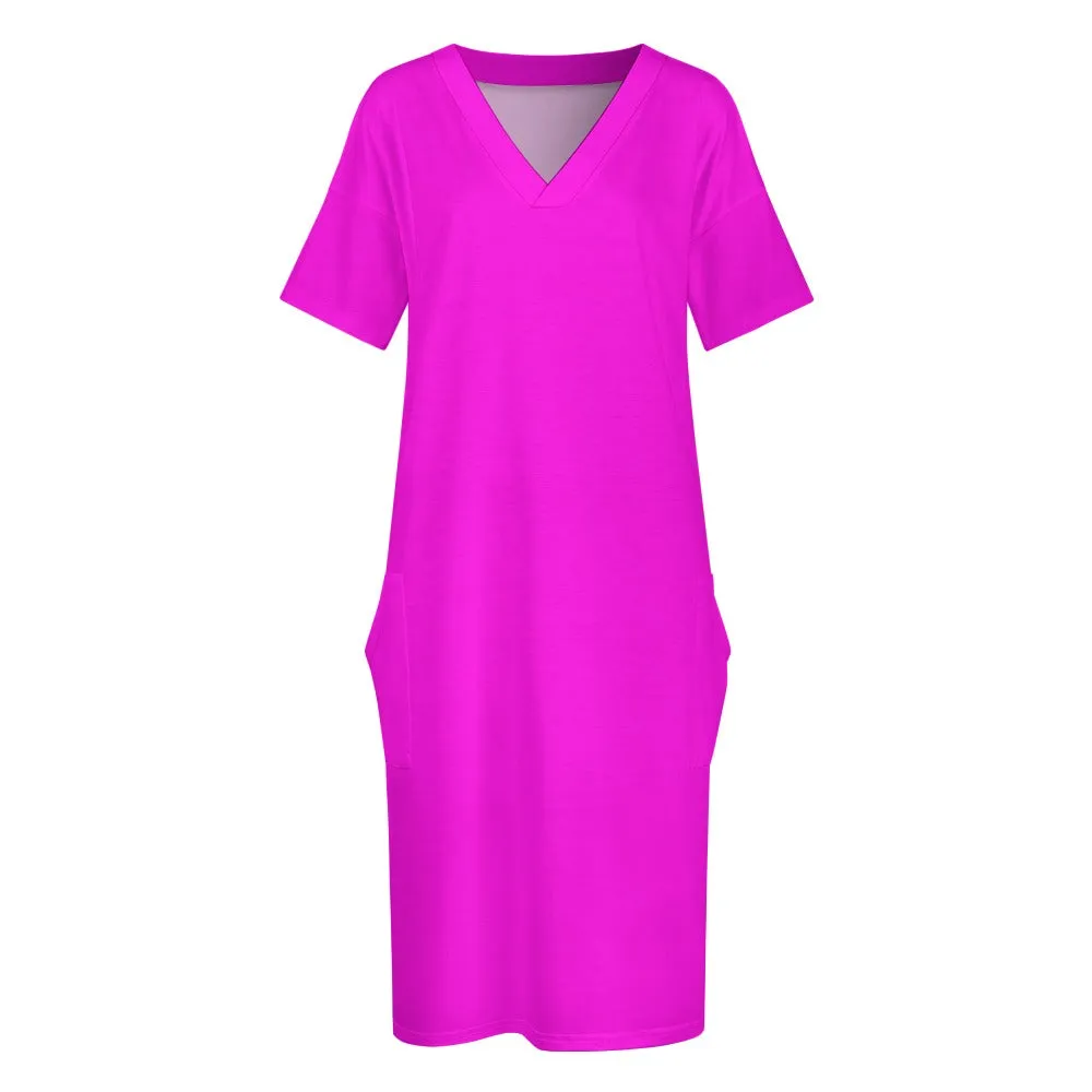 Magenta  Loose pocket dress