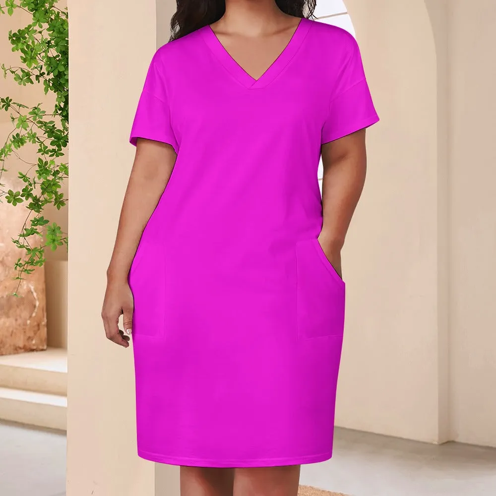 Magenta  Loose pocket dress