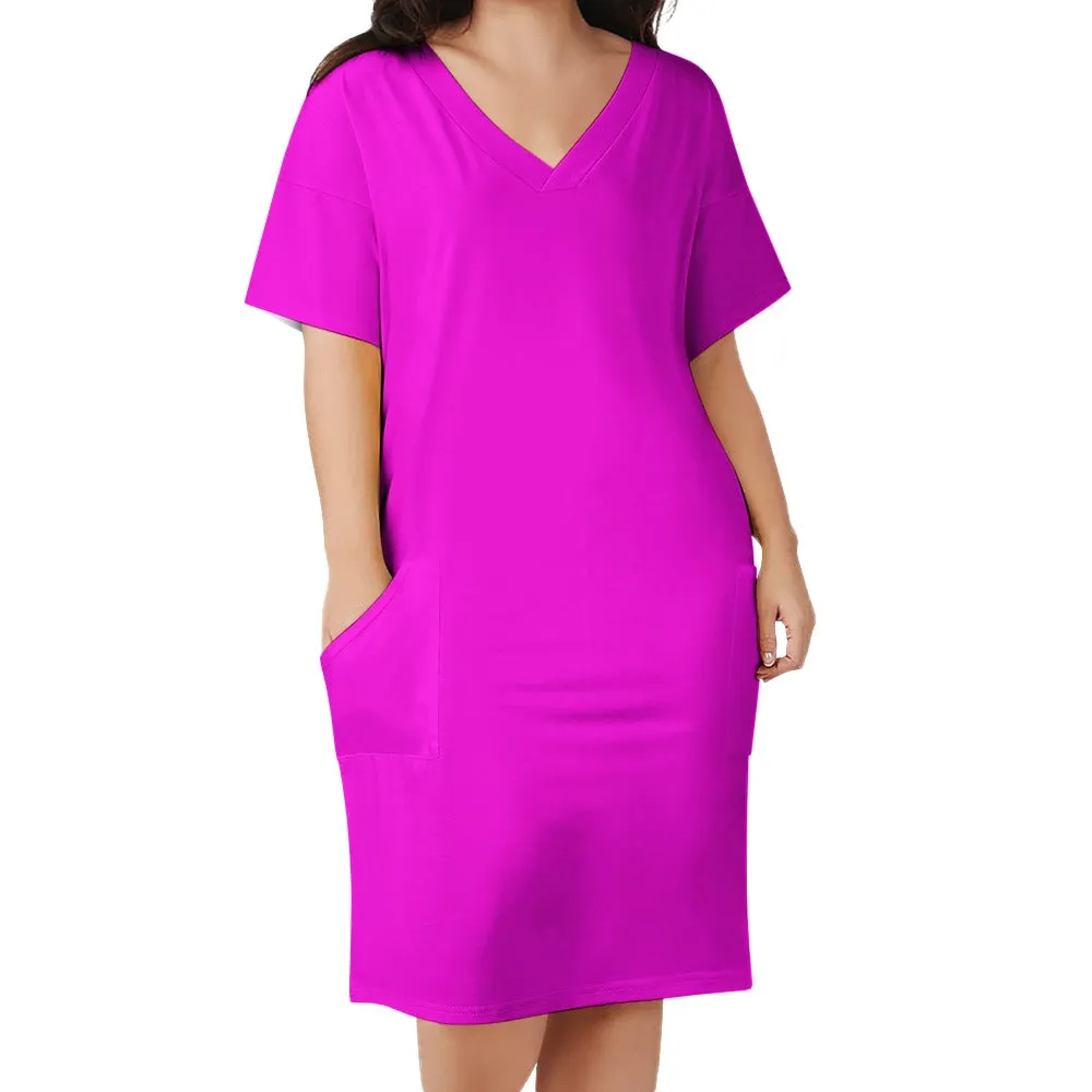 Magenta  Loose pocket dress