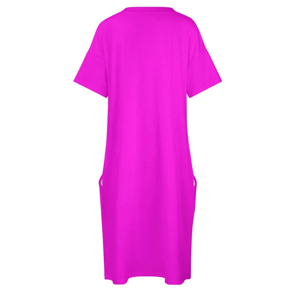 Magenta  Loose pocket dress