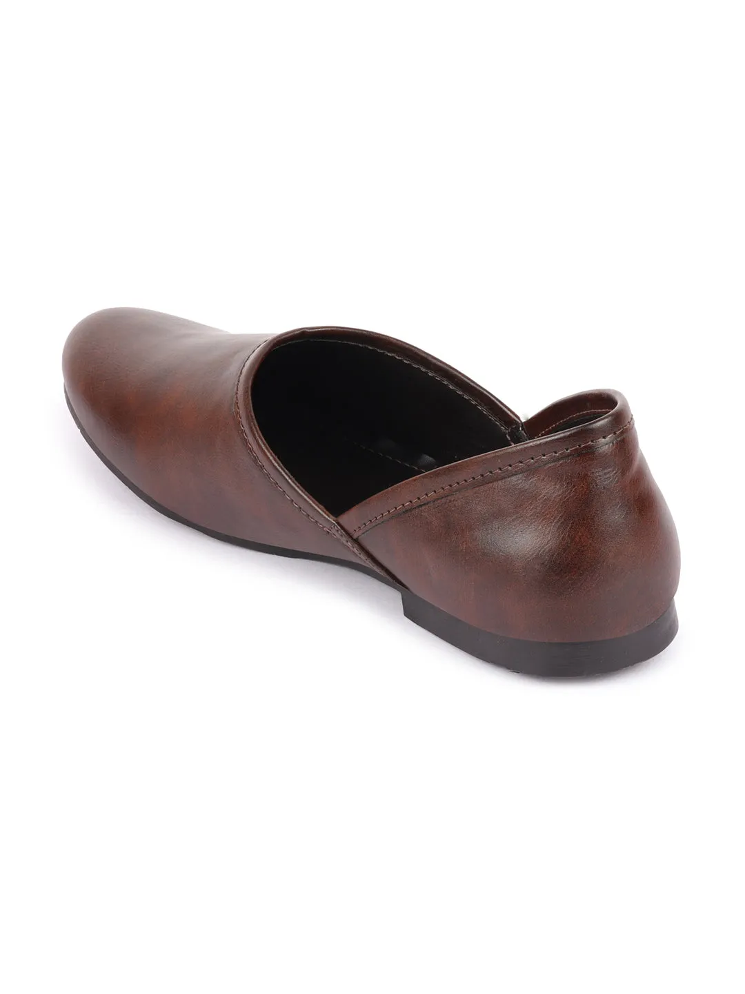 Men Brown Ethnic Nagra Juttis & Mojaris