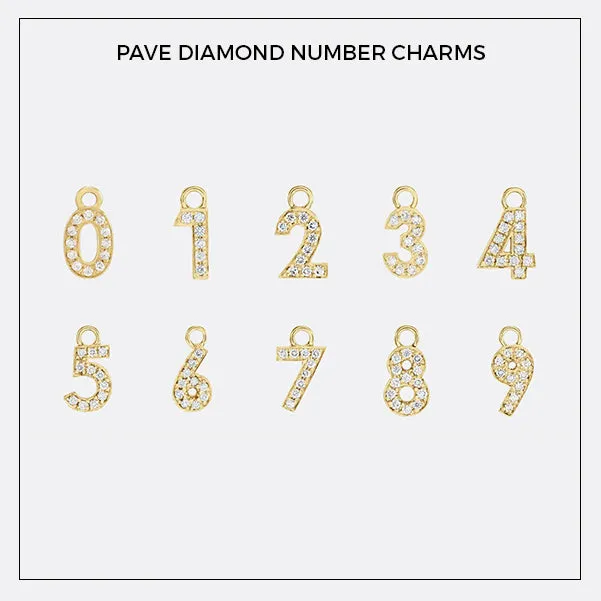 Pave Diamond Number Charms