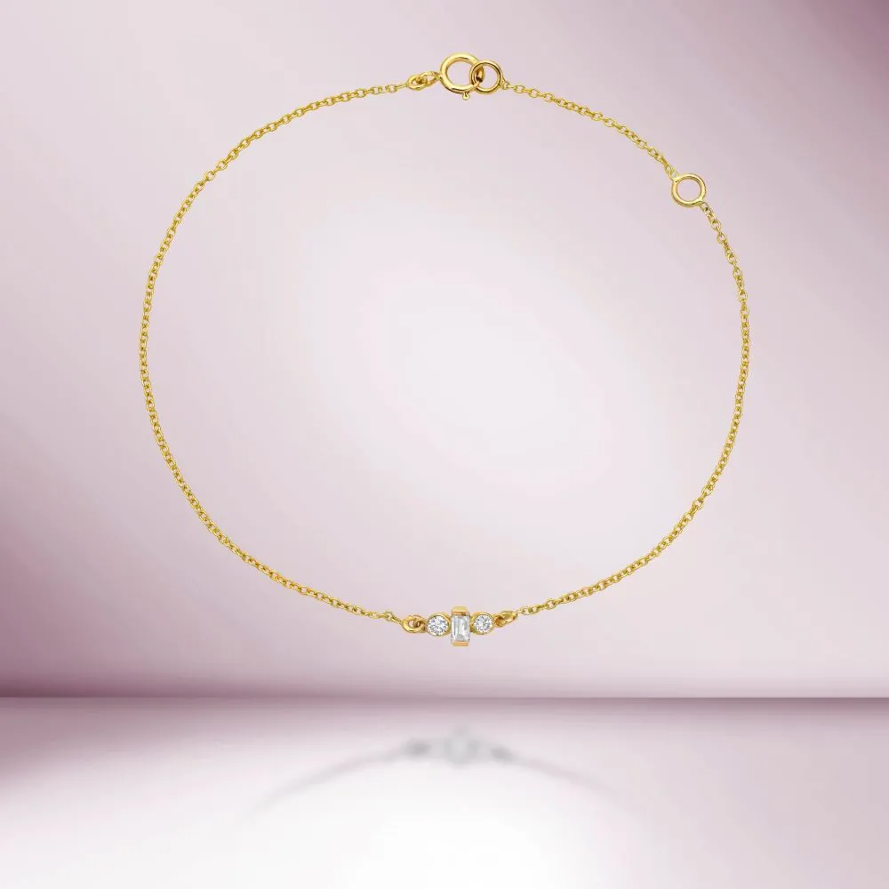 Ready to Ship Baguette & Round Diamond Bracelet (0.15 ct.) in 14K Gold