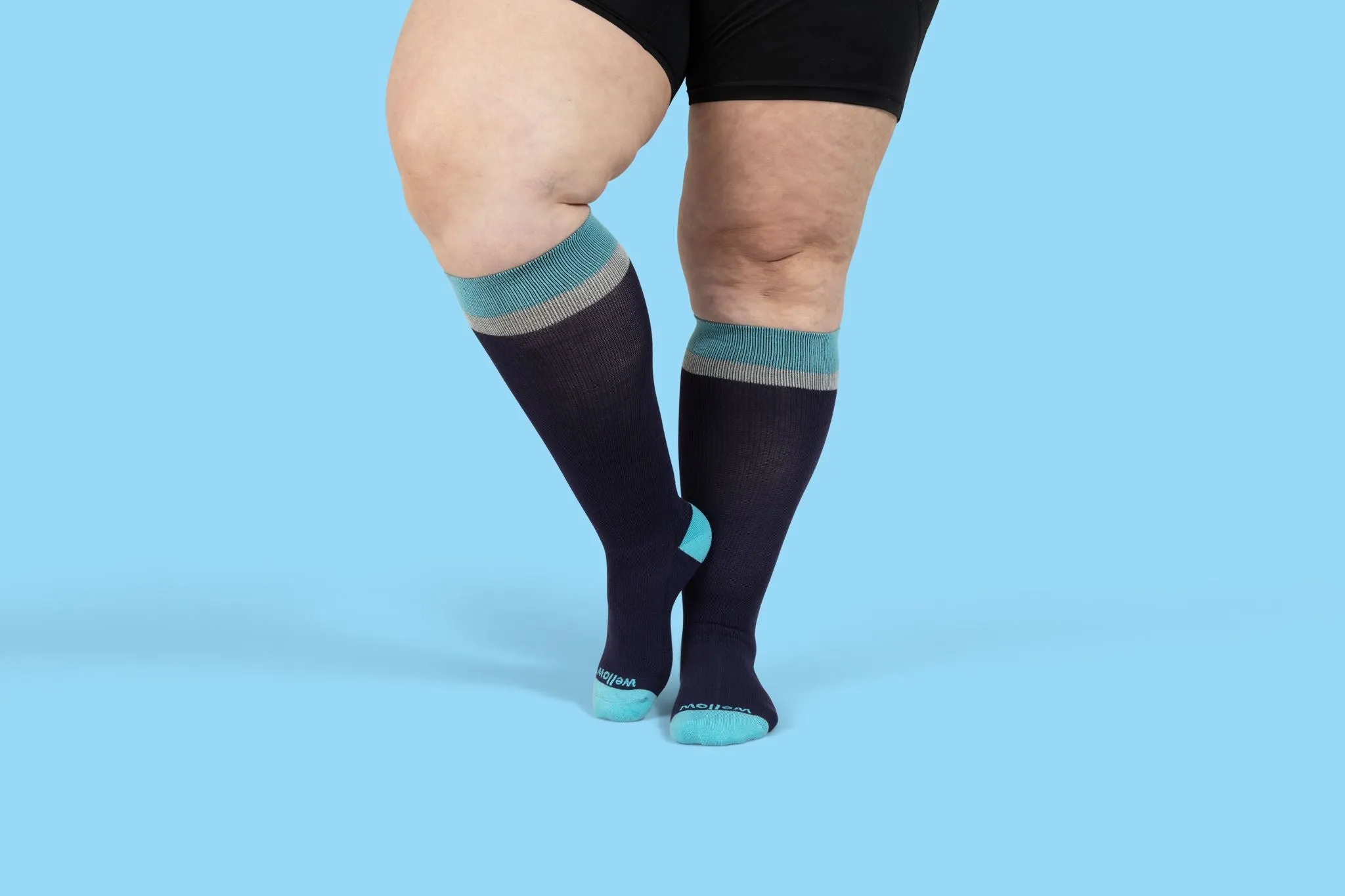 Retro Eclipse  Blue - Wide Calf - 5 Pack