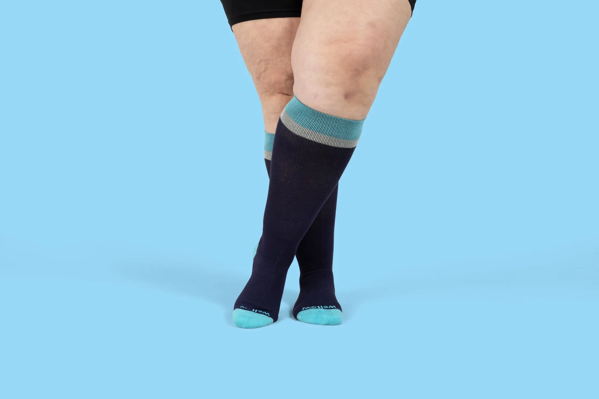 Retro Eclipse  Blue - Wide Calf - 5 Pack