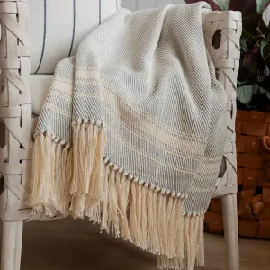 Silver Sky Handwoven Cotton Throw