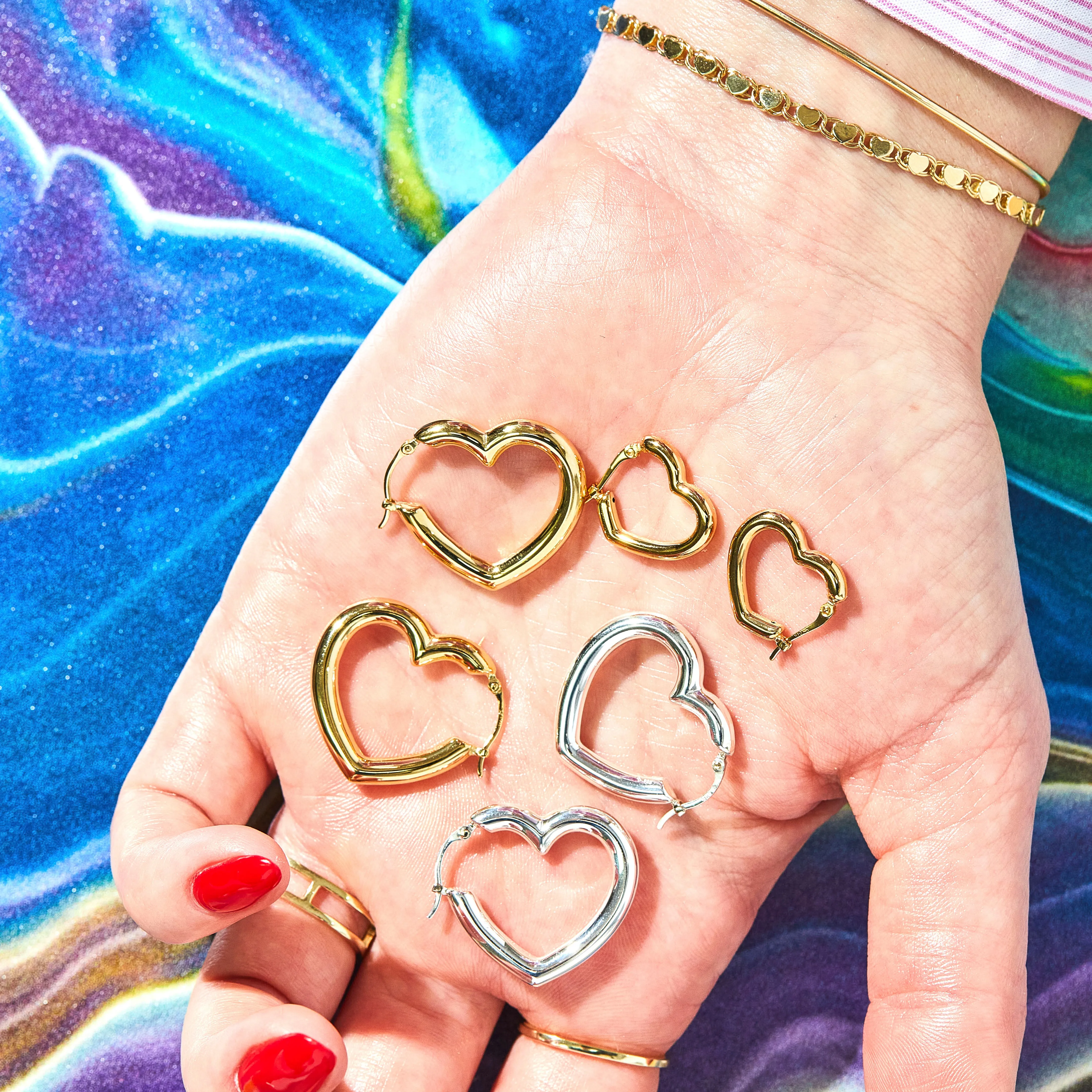 Sterling Silver Heart Helium Hoops