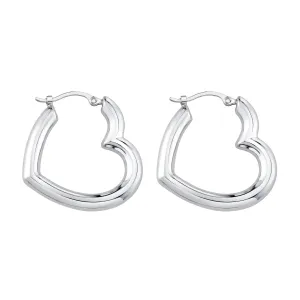 Sterling Silver Heart Helium Hoops