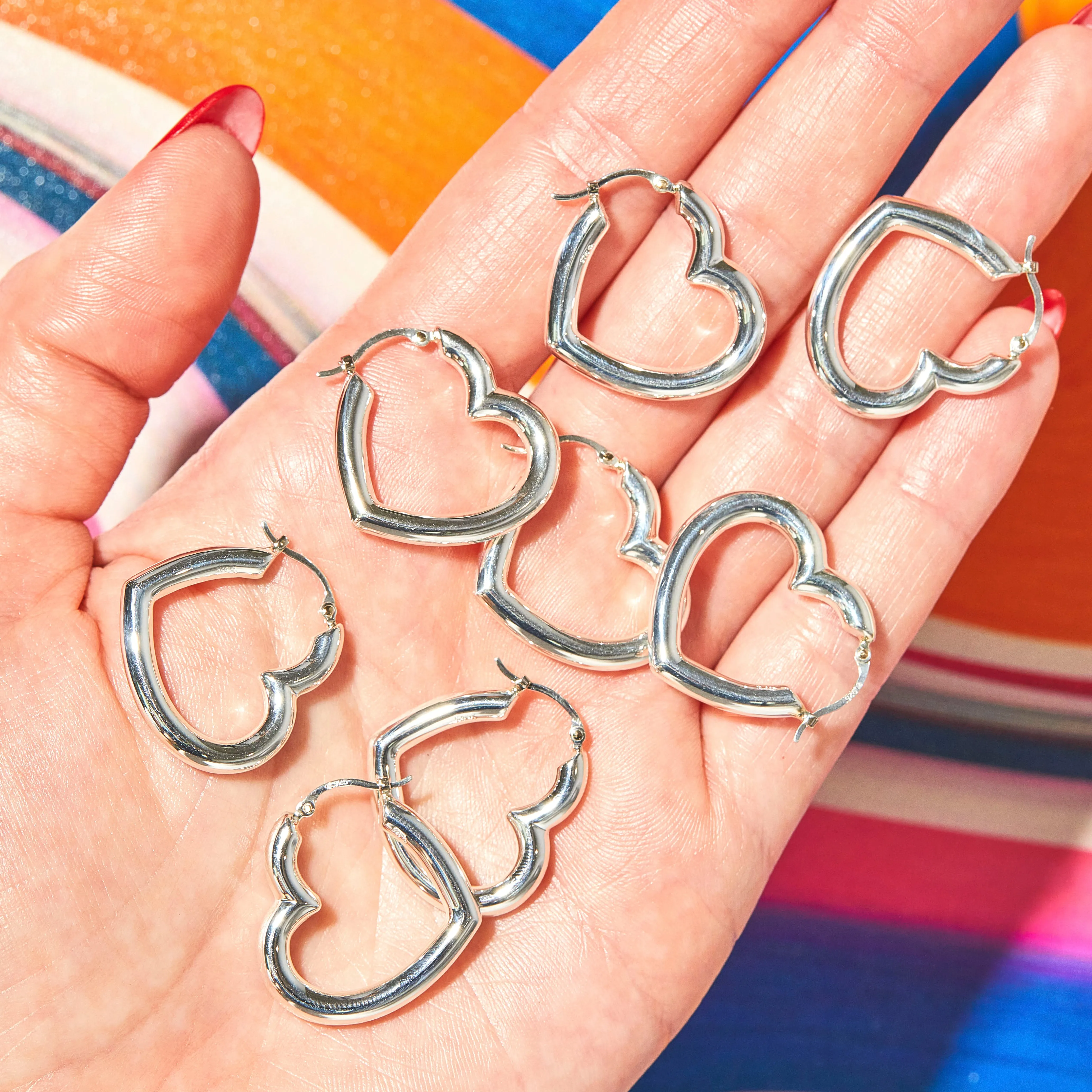 Sterling Silver Heart Helium Hoops